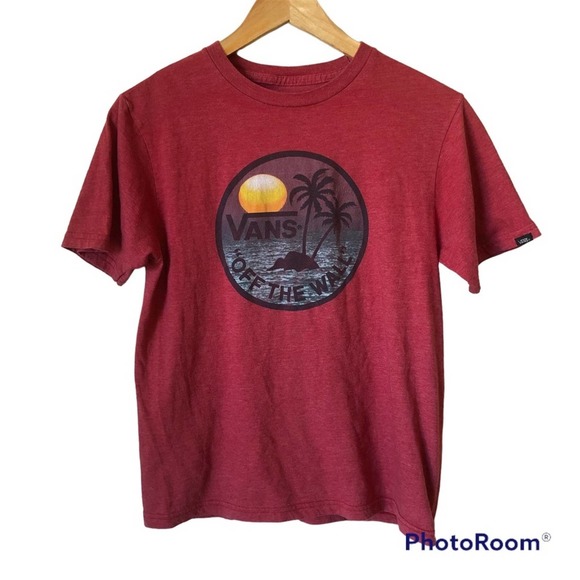 Vans off the Wall Sunset Short Sleeve T-Shirt Red Boys M Women’s S Skater - Picture 1 of 7